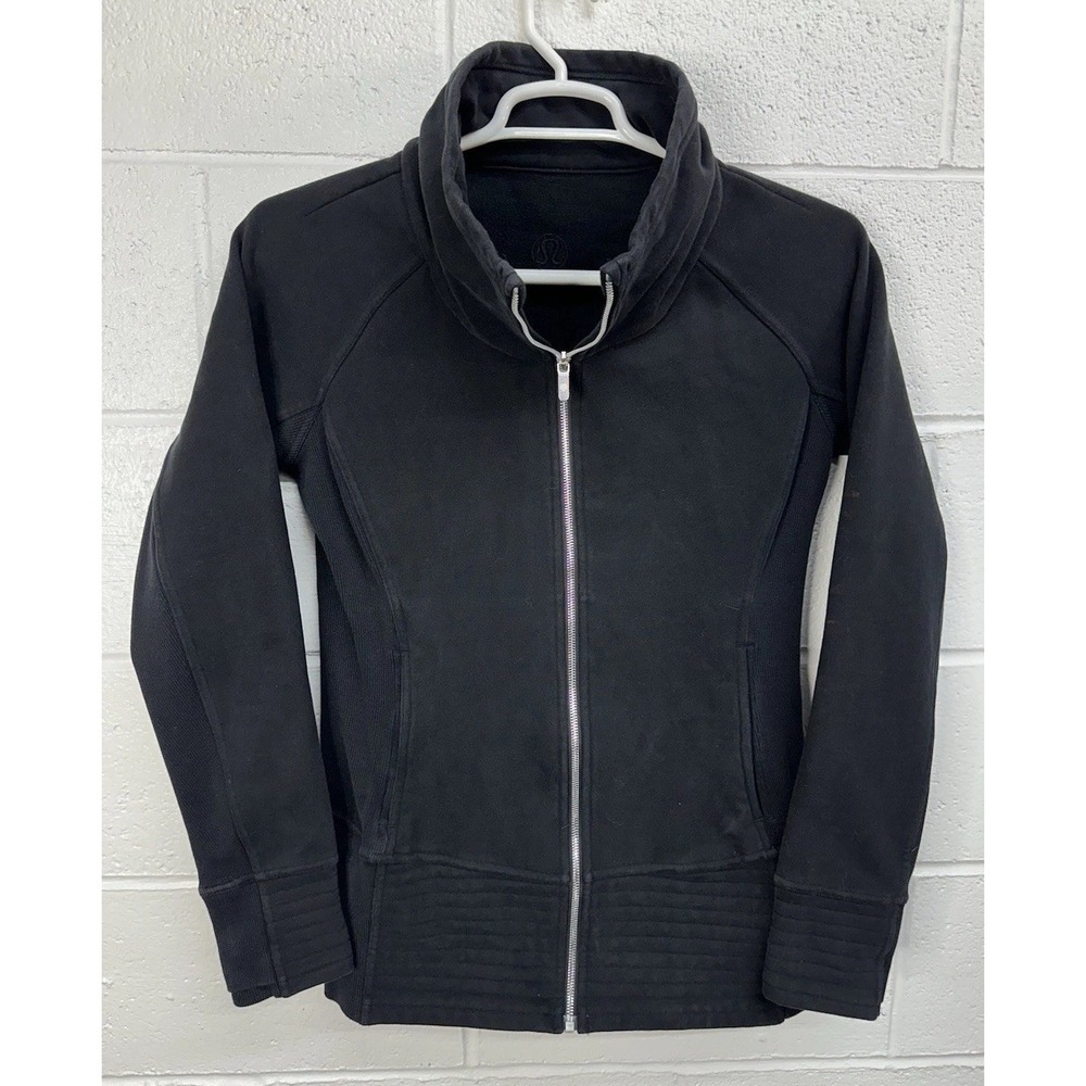 Lululemon Radiant‎ Jacket Submarine Black Full Zip Cowl Neck / Women's 10